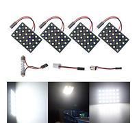 Qasim 4-Pack AC/DC 12V 3030 24 SMD LED Panneau Auto Dôme Lampe Lecture Intérieure Plaque D'immatriculation Lumière Toit Plafond Filaire Lampe Non Polarité avec T10/BA9S/Festoon Adaptateurs Blanc