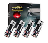 Qasim 4x T10 LED Ampoules W5W Canbus Sans Erreur Wedge 501 168 194 Rouge 18-SMD pour Voiture Lumière de Dôme Intérieur Liseuse Feu arrière DC9-28V Hétéropolarité cconstante