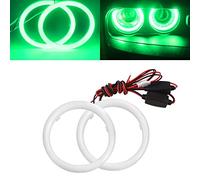 Qasim 80MM Angel Eyes Anneaux Halo Voiture Lampe Antibrouillards COB LED Phare avec Couvercle en Plastique De Coton 12V 24V Vert 2PCS