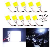Qasim COB 48-SMD Panel LED Lámpara de cúpula Lectura interior automática,Placa de luz,Techo de techo,Lámpara de mapa con adaptadores de festón BA9S T10 (Paquete de 10)