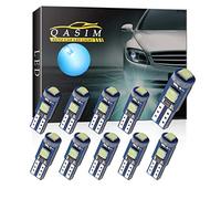 Qasim Lot de 10 ampoules LED T5 W3W avec douille à verrouillage tournant 74 70 37 17 2721 PC74 PC37 pour intérieur de voiture, tableau de bord, tableau de bord, tableau de bord, lumières (bleu