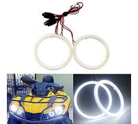 Qasim Lot de 2 LED COB Angel Eyes Halo Ring DRL Auréoles Anneaux pour Phare de Voiture avec Couvercle en Plastique Blanc 110mm 12V 24V Courant Constant
