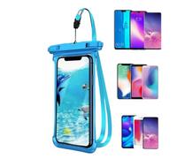 Qasuao Étui étanche pour téléphone portable avec écran tactile flottant | Accessoire d'extérieur anti-poussière pour natation, tuba, kayak, plongée, bateau, voyage, bleu