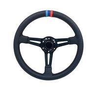 QASULER 14inch Deep Dish Racing Steering Wheel PVC Leather Aluminum Frame Sport With 3 Colors Connector Poulie de renvoi de plateau de tondeuse à gazon