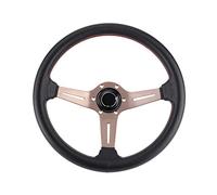 QASULER 250mm/14in NARDI Style 6-Bolt Half Dish Black Perforated Leather Racing Steering Wheel W/Horn Modifed Parts Poulie de renvoi de plateau de tondeuse à gazon