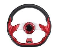 QASULER 320mm Universal Car Racing Steering Wheel Aluminum Go-Kart Sport Auto Modification Poulie de renvoi de plateau de tondeuse à gazon(Rot)