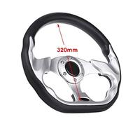 QASULER 320mm Universal Car Racing Steering Wheel Aluminum Go-Kart Sport Auto Modification Poulie de renvoi de plateau de tondeuse à gazon(Wood grain)