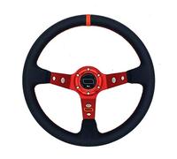 QASULER 6 Bolt Aluminum Racing Steering Wheel 350mm 14inch Deep Dish Car Sport With PVC Leather Horn Button Poulie de renvoi de plateau de tondeuse à gazon