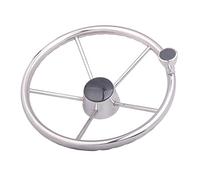 QASULER Accessoires for bateaux Volant de direction à 5 branches avec bouton en acier inoxydable 13-1/2 po Ensemble de gouvernail de direction de bateau