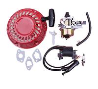 QASULER Carburateur bobine d'allumage recul tirer démarreur joint bougie Kit tondeuse à gazon moteur pièce for GX160 GX200 5.5HP 6.5HP 28400-ZH8-013YA Démarreur à rappel
