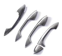 QASULER For, Classe C W205 GLC X253 Classe E W213 LHD Chrome Fibre De Carbone Poignée De Porte Couverture Car Styling Accessoires Autocollants garniture de poignée de porte extérieure(BLACK Silver)