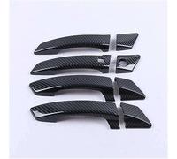 QASULER Garniture de poignée de porte de voiture en fibre de carbone chromée, for Changan, CX70 CS55 CS75 CS95, accessoires de style garniture de poignée de porte extérieure(BLACK Carbon 1 Button)