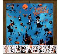 QASULER Halloween Decorations, 9 Sheets Window Stickers, Reusable Clings, Scary Party Decoration, Indoor Couverture de garniture de fenêtre de voiture(BLACK B)