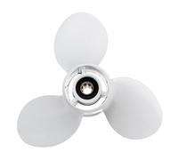 QASULER Hélice Hors-Bord de Bateau 9 1/4X12, for, 9.9-15HP, Aluminium, 8 Dents cannelées, Rotation R, Blanc, 3 Lames Hélice de Moteur de Bateau