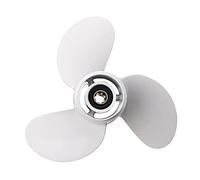 QASULER Hélice Hors-Bord de Bateau en Alliage d'aluminium Blanc, for, 6-8Hp 8 1/2X8 1/2, 7 Dents cannelées, Rotation R 3 Bla Hélice de Bateau