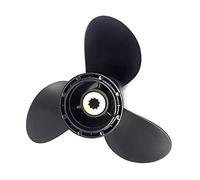 QASULER Hélice Hors-Bord de Bateau en Aluminium, for Suzuki, 9.9-15HP Noir 3 Lames 10 Dents cannelées 9 1/4X11 2020 Hélice de Moteur de Bateau
