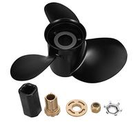 QASULER Hélice Hors-Bord de Bateau Marin 13 1/4X17 en Alliage d'aluminium 60 75 90 100 115 125 HP, Ensemble d'accessoires 3 Lames 48-77344A45 Hélice de Bateau