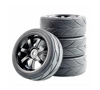 QASULER Insert de Roue en éponge for pneus antidérapants, for HSP Racing, Voiture Tout-Terrain RC 1/10 1:10 9005-6081 Ensemble de Roues de Course RC(Black Wheel)