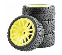 QASULER Jeux de Roues pneus en Caoutchouc, for HSP, for HPI, 1:10 Course Automobile sur Route RC 9062 - 6017 Ensemble de Roues de Course RC(Yellow)