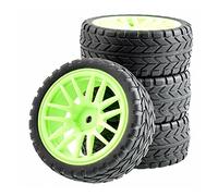 QASULER Jeux de Roues pneus en Caoutchouc, for HSP, for HPI, 1:10 Course Automobile sur Route RC 9062 - 6017 Ensemble de Roues de Course RC(Green)