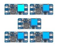 QASULER Lot de 5 modules d'alimentation convertisseur DC-DC MT3608, Sortie maximale 28 V 2 A, for Arduino, kit de Bricolage survolteur de Tension de Module de Puissance(5pcs Mt3608)