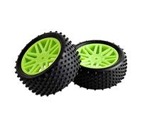QASULER Pneus en Caoutchouc ABS WheeI, for HSP, 1:10 Buggy RC 66020-66040 2 Avant Arrière Ensemble de Roues de Course RC(Green)