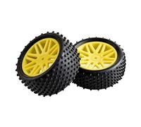 QASULER Pneus en Caoutchouc ABS WheeI, for HSP, 1:10 Buggy RC 66020-66040 2 Avant Arrière Ensemble de Roues de Course RC(Yellow)