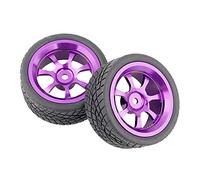 QASULER Pneus en Caoutchouc de Roue Aluminium, for HSP, for HPI, Voiture Route 1:10 RC 107P-6017-107P-8014 Ensemble de Roues de Course RC(107P-8001)