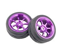 QASULER Pneus en Caoutchouc de Roue Aluminium, for HSP, for HPI, Voiture Route 1:10 RC 107P-6017-107P-8014 Ensemble de Roues de Course RC(107P-6081)