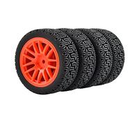 QASULER Pneus et Roues antidérapants 4 pièces, for HSP, for HPI, for Tamiya, 1/10 1:10 Touring Car RC 9062-8014 Ensemble de Roues de Course RC(9062R-8014)