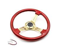 QASULER Racing Gold Car 350mm 14inch Steering Wheel ABS Poulie de renvoi de plateau de tondeuse à gazon(Rot)