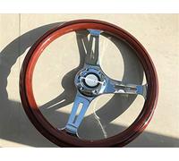 QASULER Universal 330mm 33CM 13 INCH Wood Phoebe Steering Wheel Racing Three Black Line Poulie de renvoi de plateau de tondeuse à gazon