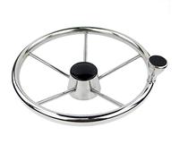 QASULER Volant de bateau à 5 branches avec bouton 13, pouces Pièces roues marines Gouvernail de bateau