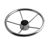 QASULER Volant de bateau à 5 branches en acier inoxydable 304 de 13-1/2 pouces, arbre de 3/4 pouces, 25 degrés avec moyeu de 34 cm de diamètre Gouvernail de bateau