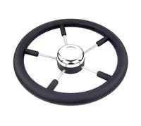 QASULER Volant marin 13-1/2 po en mousse PU avec capuchon acier inoxydable de bateau à 5 branches 15 degrés Gouvernail de bateau