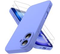 Qasyfanc Coque Compatible avec iPhone 16 et 2 Pièces Verre Trempé, [Protection Caméra] [Douce Microfibre] Antichoc Souple TPU Bumper Protection iPhone 16 Housse 6.1" -Bleu