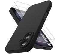 Qasyfanc Coque Compatible avec iPhone 16 et 2 Pièces Verre Trempé, [Protection Caméra] [Douce Microfibre] Antichoc Souple TPU Bumper Protection iPhone 16 Housse 6.1" -Noir