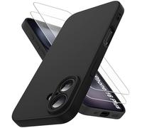 Qasyfanc Coque Compatible avec iPhone 16 Plus et 2 Pièces Verre Trempé, [Protection Caméra] [Douce Microfibre] Antichoc Souple TPU Bumper Protection iPhone 16 Plus Housse 6.7" -Noir