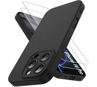 Qasyfanc Coque Compatible avec iPhone 16 Pro et 2 Pièces Verre Trempé, [Protection Caméra] [Douce Microfibre] Antichoc Souple TPU Bumper Protection iPhone 16 Pro Housse 6.3" -Noir