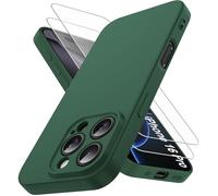 Qasyfanc Coque Compatible avec iPhone 16 Pro et 2 Pièces Verre Trempé, [Protection Caméra] [Douce Microfibre] Antichoc Souple TPU Bumper Protection iPhone 16 Pro Housse 6.3" -Vert