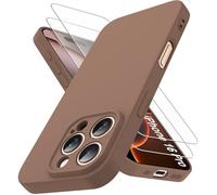 Qasyfanc Coque Compatible avec iPhone 16 Pro et 2 Pièces Verre Trempé, [Protection Caméra] [Douce Microfibre] Antichoc Souple TPU Bumper Protection iPhone 16 Pro Housse 6.3" -Brun