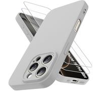 Qasyfanc Coque Compatible avec iPhone 16 Pro Max et 2 Pièces Verre Trempé, [Protection Caméra] [Douce Microfibre] Antichoc Souple TPU Bumper Protection iPhone 16 ProMax Housse 6.9" -Gris