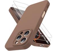 Qasyfanc Coque Compatible avec iPhone 16 Pro Max et 2 Pièces Verre Trempé, [Protection Caméra] [Douce Microfibre] Antichoc Souple TPU Bumper Protection iPhone 16 ProMax Housse 6.9" -Brun