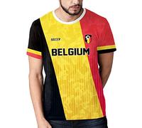Qatar Coupe du Monde Football T-shirt Fans impression en 3D Drapeau National Manche Courte Col Rond Loose Sport Casual Respirant séchage rapide Tee Maillot pour Adultes et EnfantsBelgique 2# 6XL