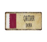 Qatar' DOHA Plaque en métal personnalisée rétro pour porche, souvenir de pays national, décoration de route, garage, panneaux pour salle de bain, arrière-cour, clôture, 15,2 x 30,5 cm