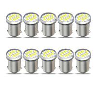 QAUBEN Ampoule LED 12 V BA9S BA9 53 57 1895 64111, puce 3014 8 SMD ultra brillante, pour éclairage intérieur de voiture, éclairage de courtoisie, éclairage de carte, blanc 6 000 K, 0,12 W (lot de 10)
