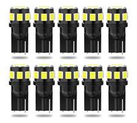 QAUBEN Ampoule LED 194, blanc 6000K, ultra-lumineuse 168 2825 T10 W5W pour plafonnier, portières, éclairage de courtoisie, coffre, plaque d'immatriculation et feux arrière de voiture 1,15 W 12 V 10pcs