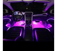 QAUBEN Éclairage d'ambiance intérieur de Voiture Câble à Fibre Optique RVB 64 Couleurs Kit d'éclairage de Plancher de Voiture avec Allume-Cigare et Microphone d'application, DC 12 V-24 V 1 W 8 m