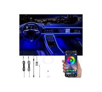QAUBEN Kit d'éclairage ambiant intérieur de Voiture Multicolor RGB 3m Fibre Optique 64 Couleurs Son Musique Active mémoire Bluetooth sans Fil APP Contrôle Lumière de l'atmosphère de la Voiture DC 12V