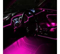 QAUBEN Kit d'éclairage d'ambiance pour Voiture, câble à Fibre Optique, 64 Couleurs, Musique, Son Actif, contrôle par Application, DC 12 V, 1 W, 6 m